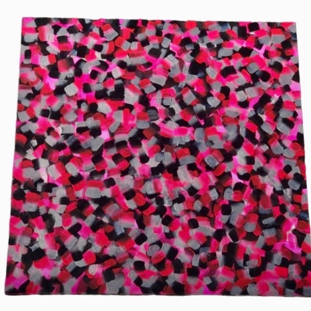 HANDCRAFTED CONFETTI ABSTRACT ART PINK, BLACK, SILVER